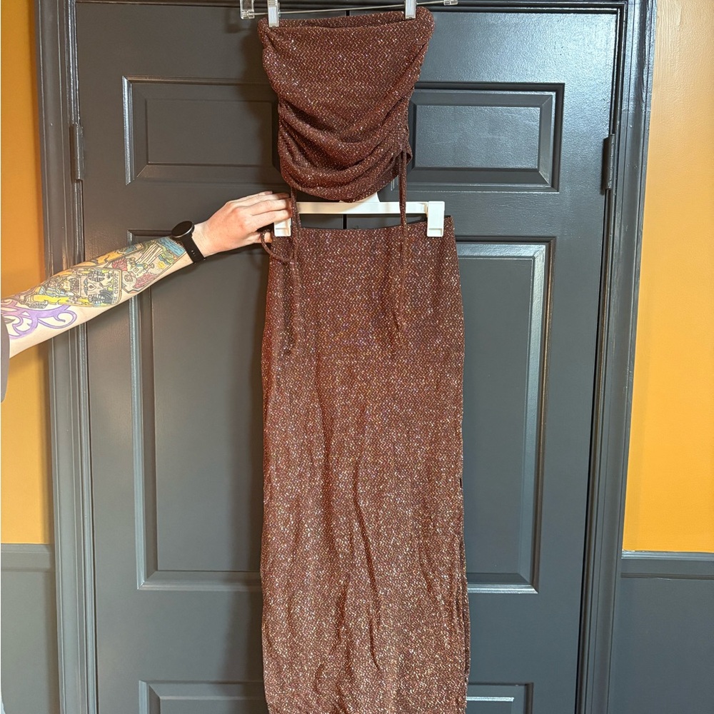 Vintage Tube Two Piece Crop And Skirt